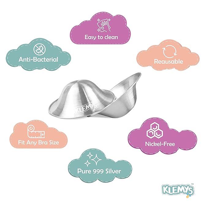 Silver Nursing Cups - Nipple Shields for Breastfeeding Newborn - Breastfeeding Essentials - Newborn Must Haves - Nipple Covers Breastfeeding - 100% Silver 999 (Regular)