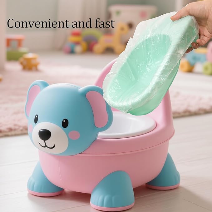 100Pcs Sturdy Disposable Potty Liners for Toddlers Convenient Potty Bags with Elastic Summer Potty Training Toilet Seat Covers for Toddlers Kids Baby(Clear)