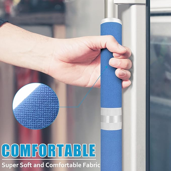 Refrigerator Door Handle Covers, Set of 6, Keep Your Kitchen Appliance Clean from Food Stains, Smudges, Drips, Oil, Washable and Form-Fitting, Protector for Fridge, Ovens, Dishwashers(Blue)