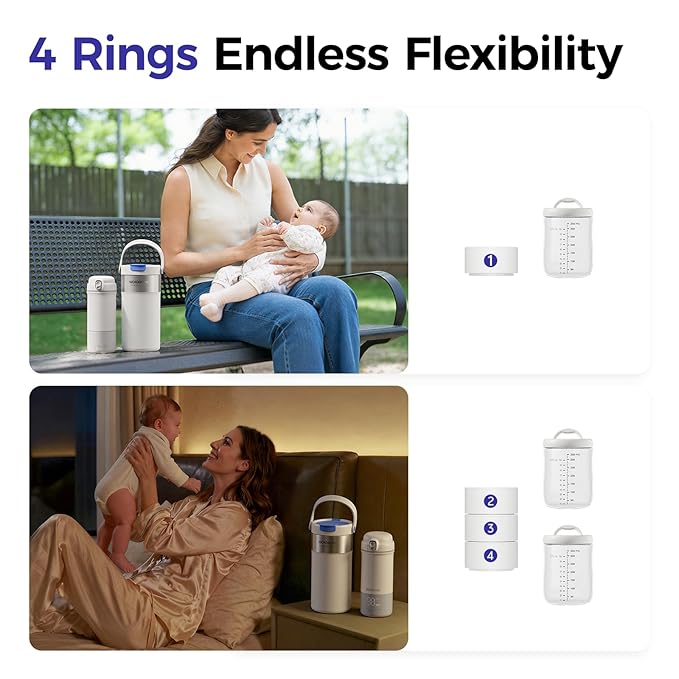 Portable Breast Milk Cooler, 4 Ice Rings, 360°Cooling with Vacuum Lid, Safe Chill for 30H+, 22oz Large Capacity with 2 Bottles, Rapid Chill to 40℉, Extra Wide Opening, Ideal for Work & Travel