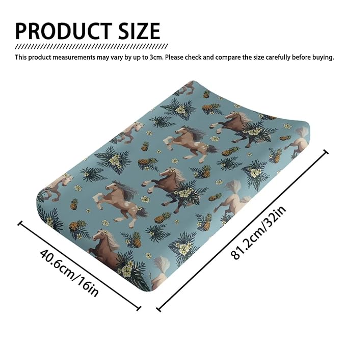 Western Horse Baby Changing Pad Cover Infant Newborn Pineapple Diaper Table Change Mat Sheet Cover Changing Table Covers for Boys Girls