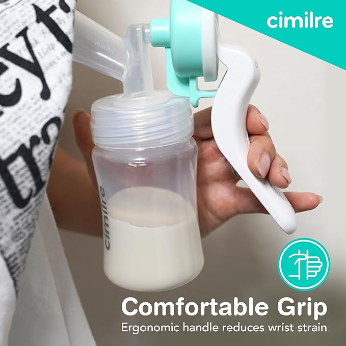 M1 Manual Breast Pump Kit – Portable, Quiet Breastfeeding Pump with Ergonomic Handle, Closed System & Wide‑Neck Bottle for Travel, Backup & On‑The‑Go Moms