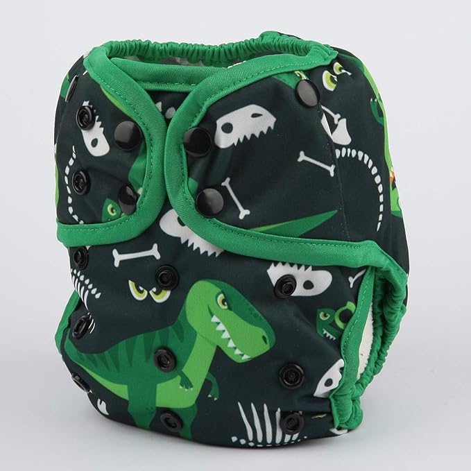 Baby Diaper Cover Nappy One Size 8lbs to 36lbs for Boys (Green Dinosaurs)