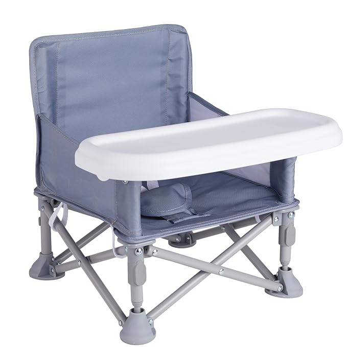 Portable Baby Chair, Folding Booster Seat with Tray for Dining Table Compact Camping Chair for Lawn Beach Travel Babies 6-36 Months
