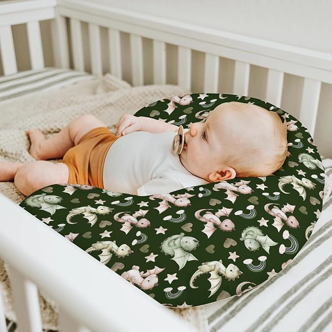 Fairytale Dragon Love Stars Baby Nursing Pillow Covers for Boy Girl Baby Dragons Purple Nursery Feeding Pillowcase for Breastfeeding Pillows Fantasy Animal Soft Stretchy Slipcover for Newborn Infant