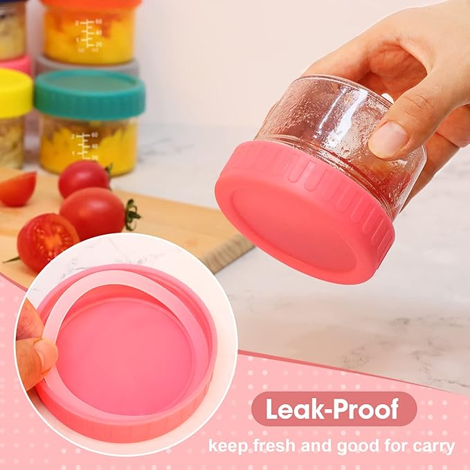 Glass Baby Food Storage Containers - 24 Set 4oz Baby Food Glass Jars with Lids - Reusable Small Baby Food Containers, Safe for Microwave Dishwasher Freezer
