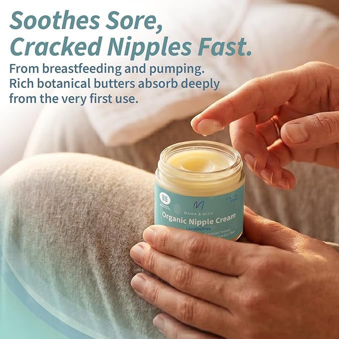 Mama & Wish® Organic Nipple Cream Safe for Breastfeeding - Breastfeeding Nipple Balm | Lanolin-free, Breastfeeding Essentials Safe for Nursing (1oz | 1 Pack Scented)