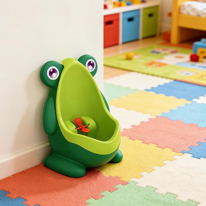 Frog Pee Training,Cute Potty Training Urinal for Boys with Funny Aiming Target,Green Urinals for Toddler Boy