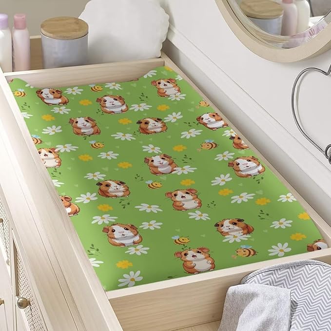 Hamster Baby Changing Pad Cover Bee Soft Stretchy Diaper Changing Table Pad Cover for Girls Boys Breathable Nursery Cute