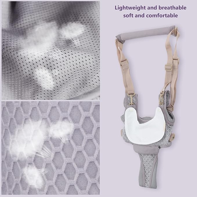 Baby Walking Harnesses, Adjustable Handheld Kids Walk Helper Infant Walking Harness Assistant Belt Walk Support Assist Trainer Tool with Detachable Crotch Pad for Infant 8 to 24 Month(Grey)