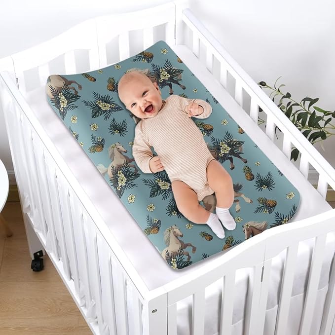 Western Horse Baby Changing Pad Cover Infant Newborn Pineapple Diaper Table Change Mat Sheet Cover Changing Table Covers for Boys Girls