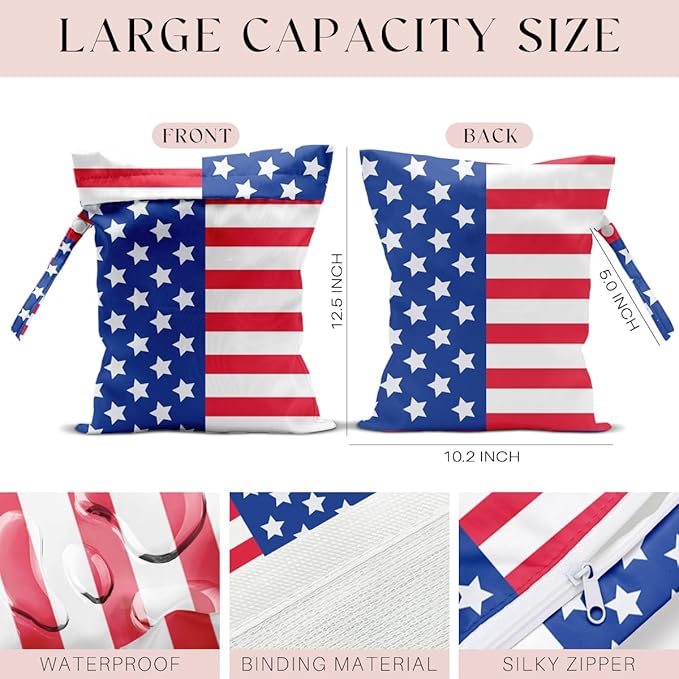 Wet Bag Wet Dry Bag For Swimsuit Travel Beach Pool Diapers Dirty Yoga Gym Clothes Toiletries Makeup Bag National flag