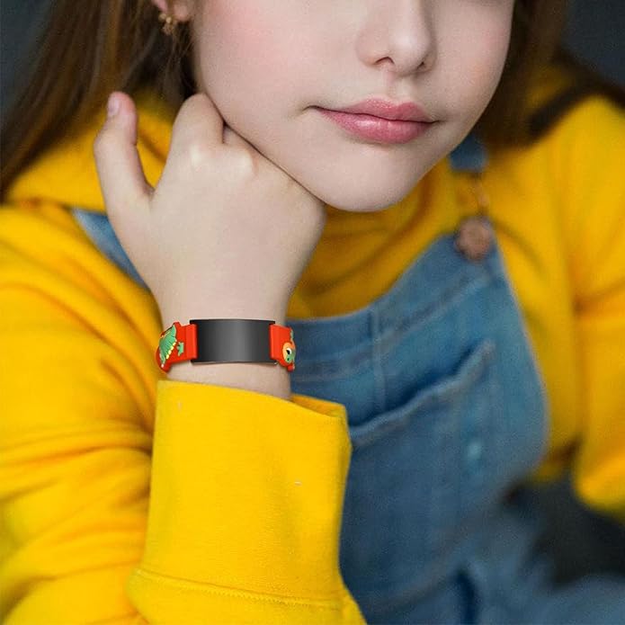 MEALGUET Assorted Color Personalized Stainless Steel Soft Silicone Child Safety ID Bracelets Adjustable Anti-Lost ID Wristbands for Kid Girls Boys Toddler
