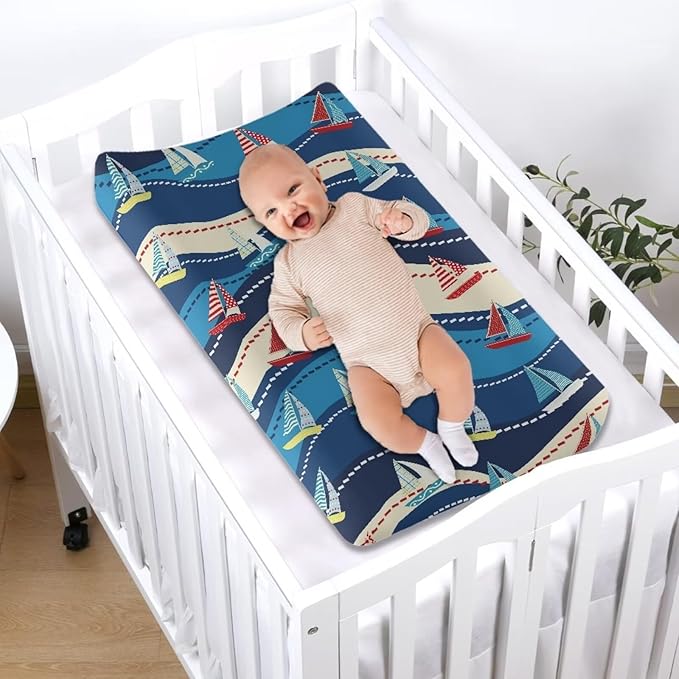 Ships Changing Pad Covers, Breathable Baby Change Table Cover Non Slip Change Sheet for Newborn Babies Boys Girls