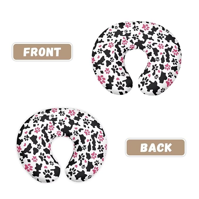 Cow Stripe and Paw Breastfeeding Pillow Cover Ultra Soft Comfortable Newborn Nursing Pillow Case Stretchy Replaceable Pillow Cover Slipcover