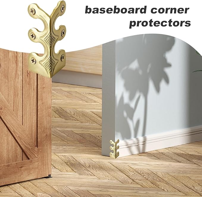 Baseboard Protector - Antique Corner Protectors, Brass Skiffers | Edge Corner Protectors Metal Skiffer, Decorative Protector Cover, Solid Brass Skirting Board Corner Protectors, Corner Guard for Home