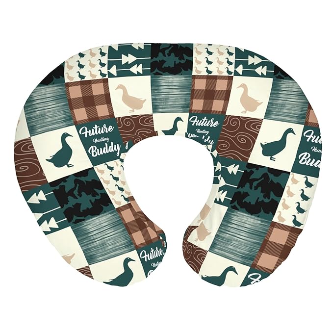 Camouflage Duck Hunting Baby Nursing Pillow Covers for Boy Girl Green Mallard Ducks Plaids Nursing Pillowcase for Breastfeeding Pillows Wild Ducks Soft Stretchy Slipcovers for Newborn Infant