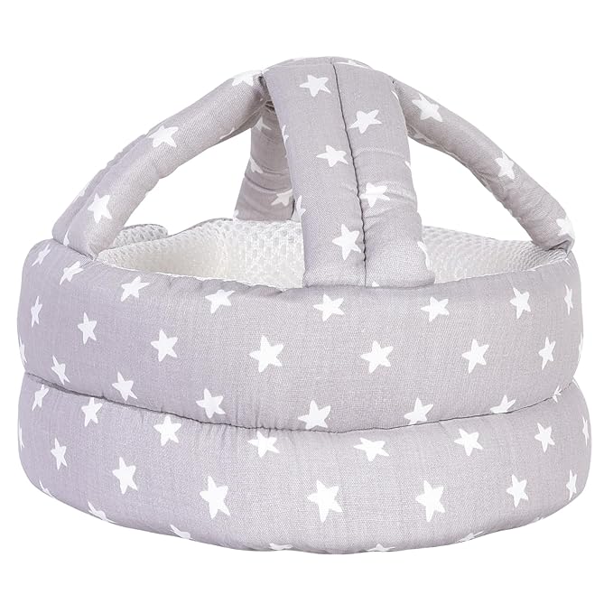 Baby Adjustable Helmet, Lightweight and Soft.Great for Baby Learning to Walk and Crawl.Gray Star