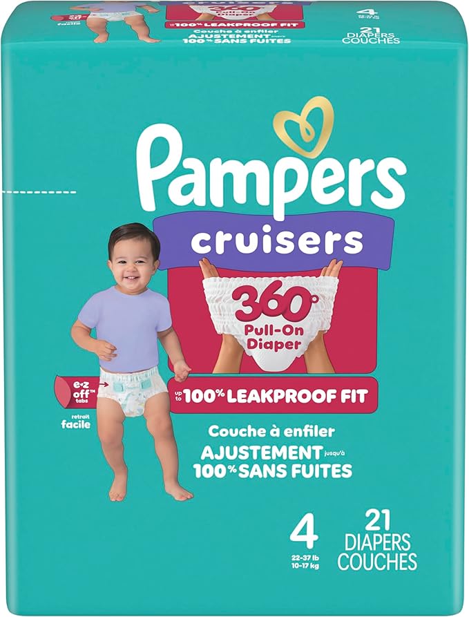Pampers Diapers - Cruisers 360° - Size 4, 21 Count, up to 100% Leakproof Fit, Designed for Active Babies, Pull On Diaper (Pack of 4)