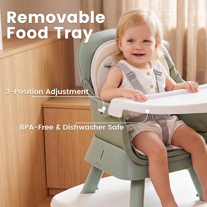 INFANS 8 in 1 Baby High Chair, Convertible Highchair for Babies and Toddlers, Infant Dining Booster Seat, Building Block Table, Kids Stool Table Chair Set with Removable Tray (Green)