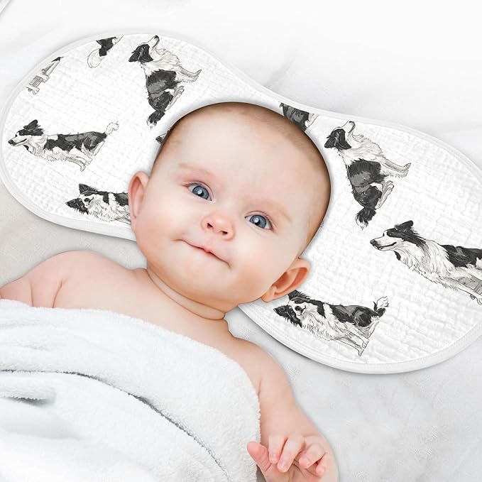 vvfelixl Cool Border Collie Burp Cloths for Baby Boy Girls Baby Washcloths Burp Rags 1 Pack