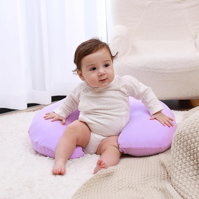Nursing Pillow, Plus Size Breastfeeding Pillow Original Support for Baby Boys Girls Breastfeeding Essentials, with Removable Soft Cotton Cover (Purple, Large (25.59 * 20.08 * 6.30 Inches))