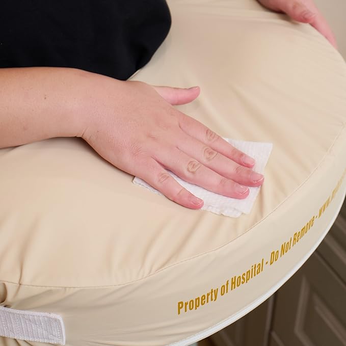 My Brest Friend Super Deluxe Nursing Pillow for Breastfeeding and Bottlefeeding with Lumbar Support, Convenient Pocket and Removable Slipcover, Professional, Sand