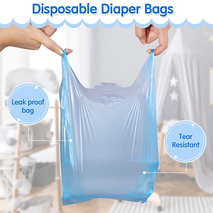 Tenceur 1800 Pcs Baby Disposable Diaper Bags Bulk, Scented Diaper Sacks with Easy Tie Handle Disposal Trash Bag Baby Poop Sacks Pet Waste Bag Refill for Travel