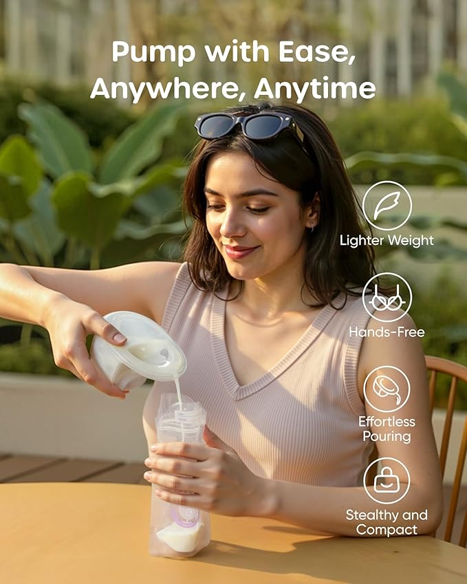 Nuliie S32 Wearable Breast Pump Hands-Free, More Private Electric Pump, 4 Modes 9 Suction Levels, 24mm Flange with 13/15/17/19/21mm Inserts, Easy Clean & Anti-Leak Design (2 Packs, White)