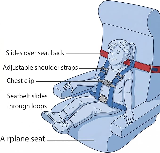 Child Airplane Safety Harness - The Safety Restraint System Will Protect Your Child from Danger. - Airplane Kid Travel Accessory for Aviation Use