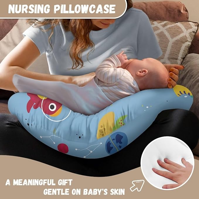 Cute Dinosaur Nursing Pillow Cover, Fits The Original Support for Breastfeeding, Bottle Feeding, and Bonding Comfortable Slipcover for Baby Girl and Boy