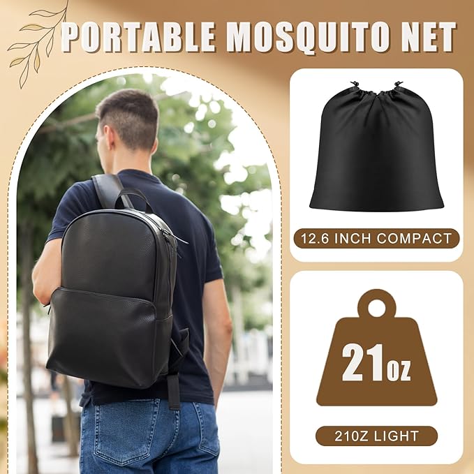 2 Pcs Large Pop up Mosquito Tent Portable Foldable Mosquito Bug Net for Bed Camping Travel Patio Outdoor 78 * 39 * 28 Inch Bug Netting Mesh Tent Canopy for Adults Bedroom, Black