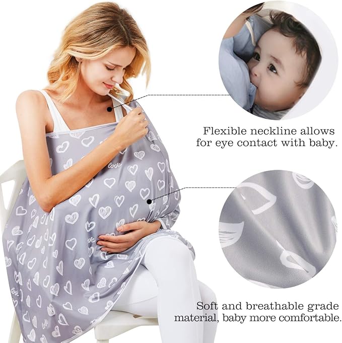 Baby Nursing Cover & Nursing Poncho - Multi Use Cover for Baby Car Seat Canopy, Shopping Cart Cover, Stroller Cover