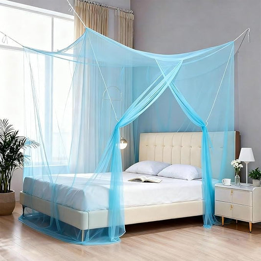Mosquito Net for Bed - 4 Corner Bed Canopy with Fine Mesh Protection, Twin Size Bed, Easy Assembly Bug Net for Indoor/Outdoor Use, Camping & Travel