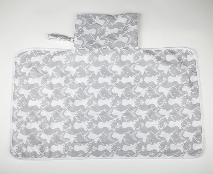 Baby Diaper Changing Mat Pad Portable Foldable Washable Compact Travel Nappy Waterproof Play Mat 30inx18.5in (Grey Deer)