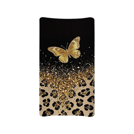 Butterfly Baby Changing Pad Cover Leopard Print Diaper Changing Pad Cover Black Changing Pad Cover Girl Home Decoration
