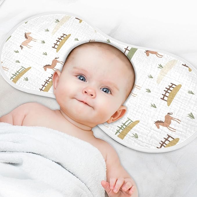 vvfelixl Muslin Burp Cloths Cute Horses Fences Baby Washcloths for Baby Girl Boys 2 Pack