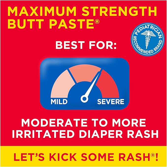Boudreaux’s Butt Paste Diaper Rash Ointment, Baby Rash Cream Skin Protectant, Fast Relief for Diaper Rash, Soothing Barrier Cream, Maximum Strength, 4 Ounce Tube (Pack of 3)