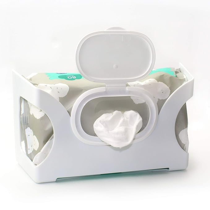 Gadjit Baby Wet Wipe Holder – Wall-Mounted WetWipe Dispenser Keep Wipes Easy-to-Reach with One-Handed Dispensing at Diapering, Potty-Training, Snack-time – Holds Up to 84-Count Pk – (White)