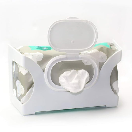 Gadjit Baby Wet Wipe Holder – Wall-Mounted WetWipe Dispenser Keep Wipes Easy-to-Reach with One-Handed Dispensing at Diapering, Potty-Training, Snack-time – Holds Up to 84-Count Pk – (White)