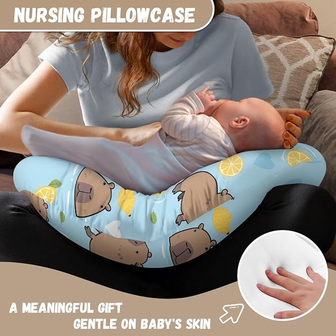 Orange and Capybara Nursing Pillow Cover Ultra Soft Comfortable Newborn Nursing Pillow Case Breathable and Skin Friendly