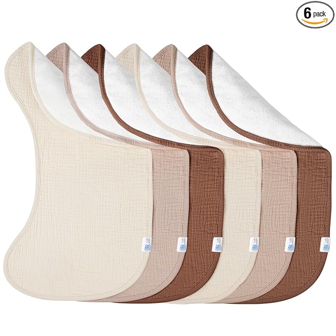 lulumoon Muslin Burp Cloths for Babies: 100% Soft Cotton Large Burping Cloths - Neutral Baby Burp Rags for Boy and Girl - Absorbent Burp Cloth for Spit-Ups 6 Pack
