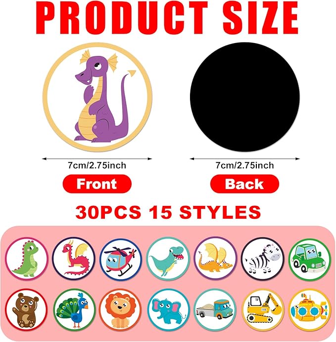 30pcs Potty Training Stickers, 15 Patterns Animal Color Potty You Pee on Toilet Reveal Sticker, Reusable Changing Potty Training Seat Chart Sticker, Funny Potty Sticker for Kids Toddlers