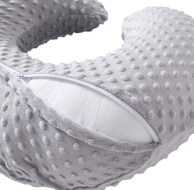 Nursing Pillow Cover Breastfeeding Pillow Cases Plush Dot Slipcover (Gray)