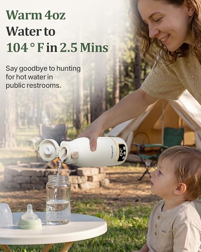 Portable Bottle Warmer for Travel, Fast Baby Bottle Warmer Portable with Precise Temperature Control, 17 OZ Milk Warmer, Leak-Proof Cordless Breastmilk Warmer, Fits Most Baby Bottles for On the Go