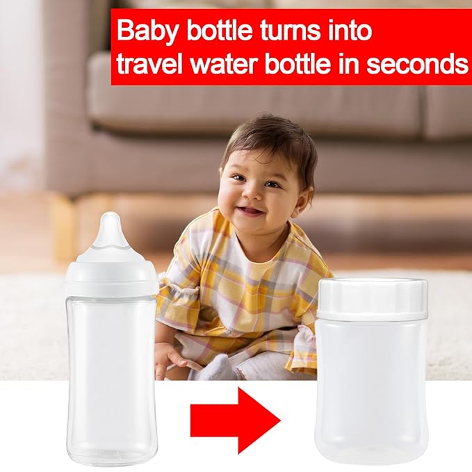 6pcs Baby Bottle Caps Compatible with Pigeon & Lansinoh Bottles, Travel and Storage Bottle Lids Replacement (White)