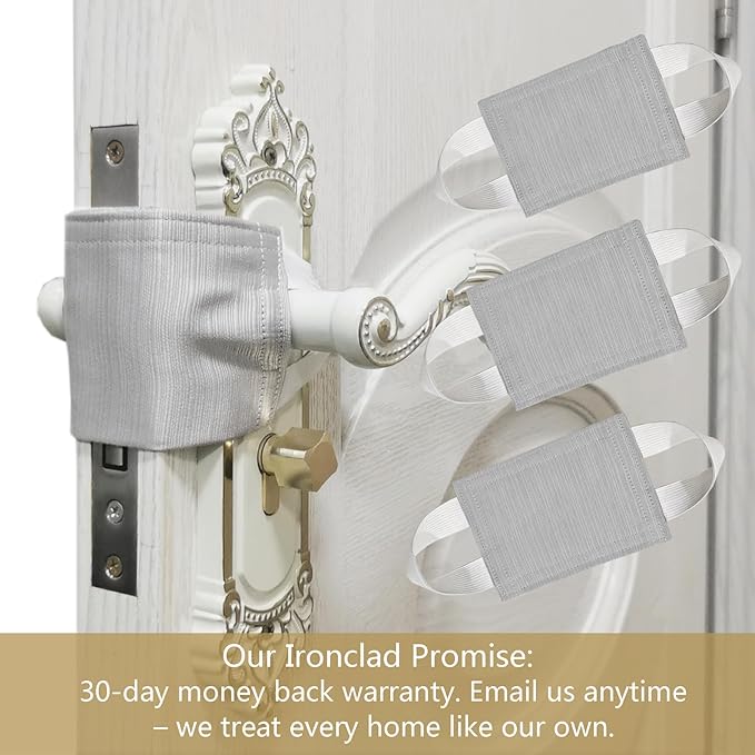 Door Silencer & Baby Proof Latch Cover - Quiet Close Cushion Pads That Prevent Slamming & Accidental Locking, Noise-Reducing Soft Close for Toddler Safety (3-Pack, Light Gray)