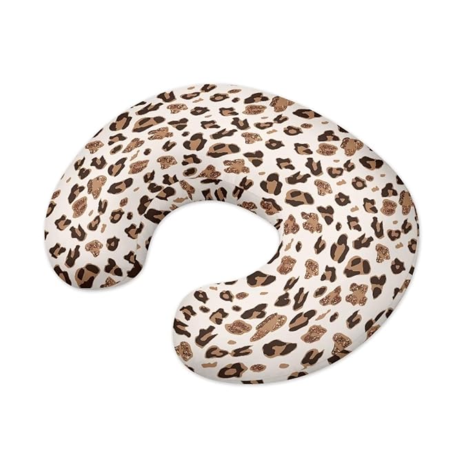 Brown Cow Print Nursing Pillow Cover for Baby Girl Stretchy Breastfeeding Pillow Slipcover with Hidden Zipper Nursing Pillow Covers for Breastfeeding Moms Nursing Protective Case Cheetah