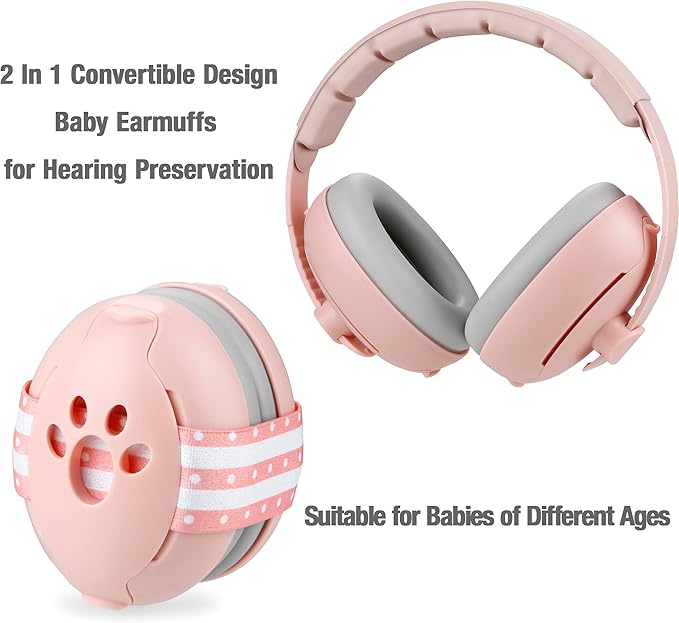PandaEar Baby Ear Muffs, 2-in-1 Baby Ear Protection Noise Cancelling Headphones Ages 0-3 Years, Infant Hearing Protection