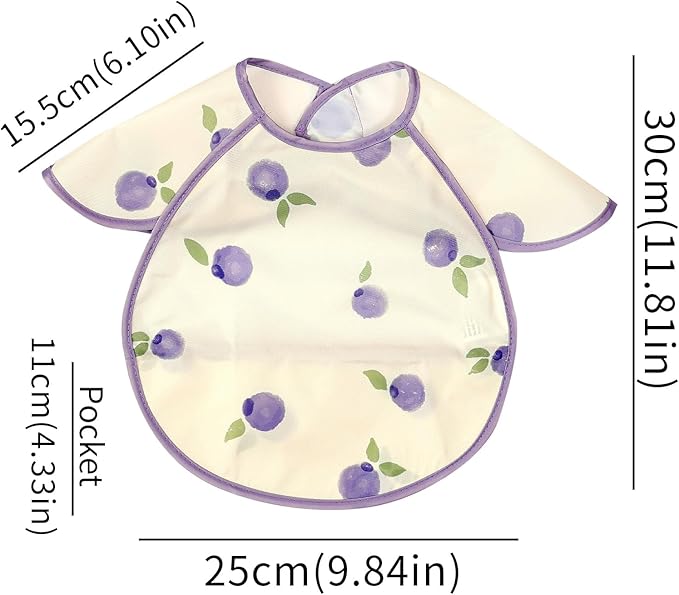 Feeding Bibs for Baby,3 Pack-Waterproof & Easy Clean Baby Bibs for Eating,Toddlers & Infant,Reversible Pockets